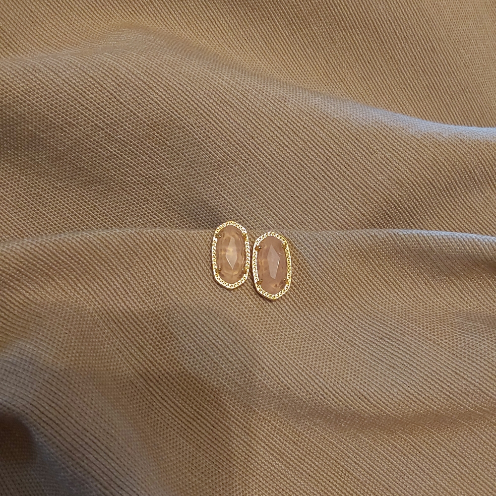 Kendra Scott Ellie Gold and Rose Quartz Stud Earrings